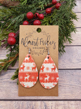 Load image into Gallery viewer, Genuine Leather Earrings - Reindeer - Christmas Earrings - Winter - Teardrop