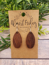 Load image into Gallery viewer, Wood Earrings - Oval- Statement Earrings -Statement Earrings - Walnut