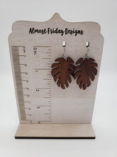Load image into Gallery viewer, Wood Earrings - Monstera Leaf - Statement Earrings - Leaf Earrings - Summer Earrings