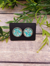 Load image into Gallery viewer, Glass Dome Christmas Studs - Stud Earrings - Arrows - Teal Studs
