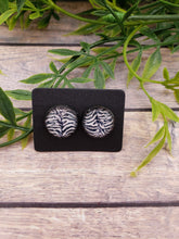 Load image into Gallery viewer, Glass Dome Christmas Studs - Stud Earrings - Zebra Print - Zebra Studs