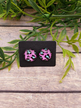 Load image into Gallery viewer, Glass Dome Christmas Studs - Stud Earrings - Pink Leopard - Leopard Studs