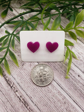 Load image into Gallery viewer, Acrylic Earrings - Hearts - Studs - Heart Studs - Valentine's Day - Acrylic Studs - Pink Earrings