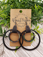Load image into Gallery viewer, Wood Earrings - Camo Print - Natural Wood - Hoop Earrings - Hoops - Camouflage
