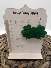 Load image into Gallery viewer, Acrylic Earrings - Shamrocks - Green - St. Patrick's Day - Glitter Earrings - Four Leaf Clover