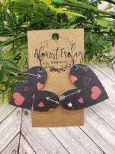 Load image into Gallery viewer, Genuine Leather Earrings - Valentine's Day - Heart Earrings - Hearts - Black and White - Red Hearts - Arrows