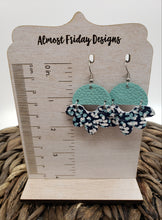 Load image into Gallery viewer, Genuine Leather Earrings - Petal - Scallop - Black and White Earrings - Glitter Earrings - Animal Print - Statement Earrings