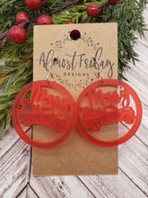 Load image into Gallery viewer, Acrylic Earrings - Christmas Earrings - Red Truck - Winter - Cut Out Earrings - Merry Earrings - Statement Earrings