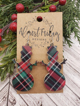 Load image into Gallery viewer, Acrylic Earrings - Christmas Earrings - Snowman - Plaid - Christmas Plaid - Cut Out Earrings - Statement Earrings - Winter