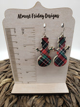 Load image into Gallery viewer, Acrylic Earrings - Christmas Earrings - Snowman - Plaid - Christmas Plaid - Cut Out Earrings - Statement Earrings - Winter