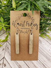 Load image into Gallery viewer, Wood Earrings - Bar - Gray - Statement Earrings - Bar Earrings - Wooden Earrings