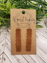 Load image into Gallery viewer, Genuine Leather Earrings - Scalloped Bar - Brown - Statement Earrings - Bar Earrings - Burnt Orange - Rust