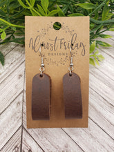 Load image into Gallery viewer, Genuine Leather Earrings - Dark Brown - Loop Earrings - Brown - Statement Earrings - Rounded Loop
