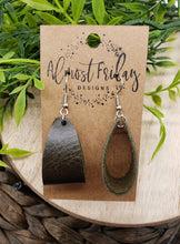 Load image into Gallery viewer, Genuine Leather Earrings - Loop Earrings - Black - Matte - Statement Earrings - Wide Loop