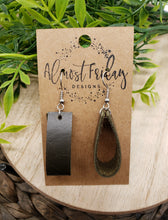 Load image into Gallery viewer, Genuine Leather Earrings - Olive - Loop Earrings - Dark Olive - Statement Earrings - Straight Loop