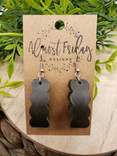 Load image into Gallery viewer, Genuine Leather Earrings - Olive - Loop Earrings - Dark Olive - Statement Earrings - Scalloped Loop