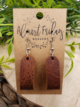 Load image into Gallery viewer, Genuine Leather Earrings - Loop Earrings - Brown - Statement Earrings - Rounded Loop
