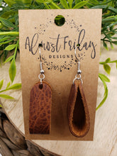 Load image into Gallery viewer, Genuine Leather Earrings - Loop Earrings - Brown - Statement Earrings - Rounded Loop