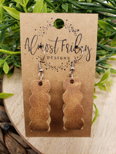 Load image into Gallery viewer, Genuine Leather Earrings - Light Brown - Loop Earrings - Tan - Statement Earrings - Scalloped Loop