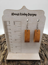 Load image into Gallery viewer, Genuine Leather Earrings - Olive - Loop Earrings - Dark Olive - Statement Earrings - Rounded Loop