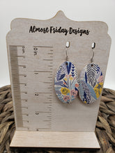 Load image into Gallery viewer, Genuine Leather Earrings - Tropical Earrings - Tropical Flowers - Oval Earrings - Statement Earrings
