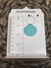 Load image into Gallery viewer, Genuine Leather Earrings - Hoop - Seashell - Shell Earrings - Aqua - Statement Earrings - Fringe - Summer Earrings