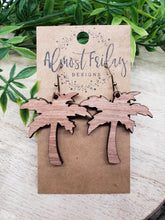 Load image into Gallery viewer, Wooden Earrings - Palm Tree - Sapele - Wood - Summer - Statement Earrings