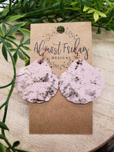Load image into Gallery viewer, Genuine Leather Earrings - Seashell - Shell Earrings - Rose Gold - Shimmer - Statement Earrings - Fringe - Summer Earrings