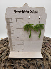 Load image into Gallery viewer, Acrylic Earrings - Palm Tree - Green - Glitter Earrings - Summer - Statement Earrings