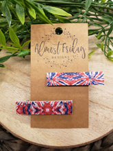 Load image into Gallery viewer, Genuine Leather Hair Clip - Tie Dye - Red, White and Blue - 4th of July - Independence Day - USA- Hair Accessory  - Alligator Clip
