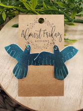 Load image into Gallery viewer, Genuine Leather Earrings - Blue - Metallic - Light Blue - Patriotic Earrings - Eagle - Bird - 4th of July - Independence Day - USA - Olympics