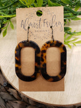 Load image into Gallery viewer, Acrylic Earrings - Oval Cut Out Earrings - Tortoise Shell - Statement Earrings