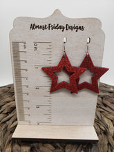 Load image into Gallery viewer, Genuine Leather Earrings - Navy - Red - Leopard - Animal Print - Patriotic Earrings - Blue - Stars - 4th of July - Independence Day - USA - Olympics