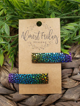 Load image into Gallery viewer, Genuine Leather Hair Clip - Rainbow - Hair Accessory - Alligator Clip - Blue - Purple - Teal - Green - Yellow