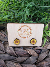 Load image into Gallery viewer, Wood Earrings - Studs - Sunflower Earrings - Fall Earrings - Floral - Hand Painted - Statement Earrings