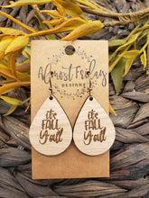 Load image into Gallery viewer, Wood Earrings - Teardrop - White Oak - Statement Earrings - It's Fall Y'all - Wooden Earrings - Statement Earrings