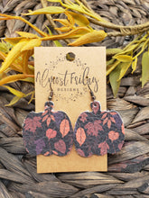 Load image into Gallery viewer, Genuine Leather Earrings - Orange - Fall Earrings - Fall Leaves - Pumpkin - Cut Out Earrings - Statement Earrings - Oak Leaves - Magnolia Leaves