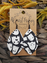 Load image into Gallery viewer, Genuine Leather Earrings - Halloween Earrings - Leaf Cut - Ghosts - Statement Earrings - Spooky Earrings - Scary