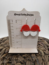 Load image into Gallery viewer, Genuine Leather Earrings - Christmas Earrings - Santa - Santa Claus - Winter - Cut Out Earrings - Red - Black - White - Gary - Hair On Leather - Buffalo Check - Plaid - Statement Earrings