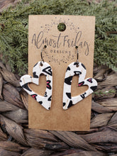 Load image into Gallery viewer, Genuine Leather Earrings - Hearts - Red - Black - White - Valentine's Day - Textured Leather - Heart Earrings