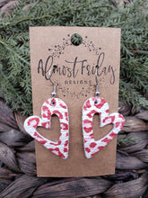 Load image into Gallery viewer, Genuine Leather Earrings - Hearts - Pink - Red - Leopard - Animal Print - Valentine's Day - Textured Leather - Heart Earrings