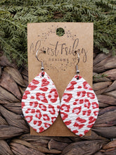Load image into Gallery viewer, Genuine Leather Earrings - Leaf Cut - Pink - Red - Leopard - Animal Print - Valentine's Day - Textured Leather - Statement Earrings