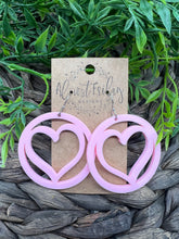 Load image into Gallery viewer, Acrylic Earrings - Hearts - Pink - Valentine's Day - Light Pink - Heart Earrings - Statement Earrings