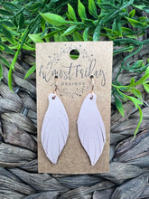 Load image into Gallery viewer, Genuine Leather Earrings - Feather - Feather Earrings - Blush - Suede - Statement Earrings - Fringe