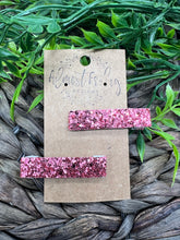 Load image into Gallery viewer, Faux Leather Hair Clip - Glitter Leather - Glitter - Dark Pink - Hair Accessory - Alligator Clip