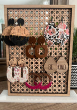 Load image into Gallery viewer, Earring Holder - Earrings Display - Rattan - Stud Holder - Earring Storage - Rectangle - Earrings Stand