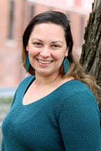 Load image into Gallery viewer, Genuine Leather Earrings - Feather - Feather Earrings - Blush - Suede - Statement Earrings - Fringe