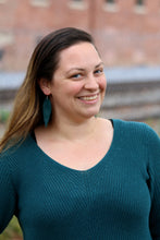 Load image into Gallery viewer, Genuine Leather Earrings - Feather - Feather Earrings - Black - Gold Glitter - Metallic - Statement Earrings - Fringe