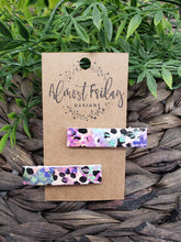 Load image into Gallery viewer, Genuine Leather Hair Clip - Leopard Print - Animal Print - Mint - Peach - Pink - Black - Purple - Floral - Flowers - Hair Accessory - Alligator Clip