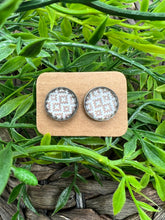 Load image into Gallery viewer, Glass Dome - Gray - White - Stud Earrings - Geometric Design - Studs